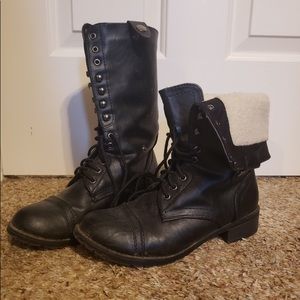 Black combat boots